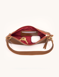 Kyle Small Handbag, Mahogany/Brushed Gold