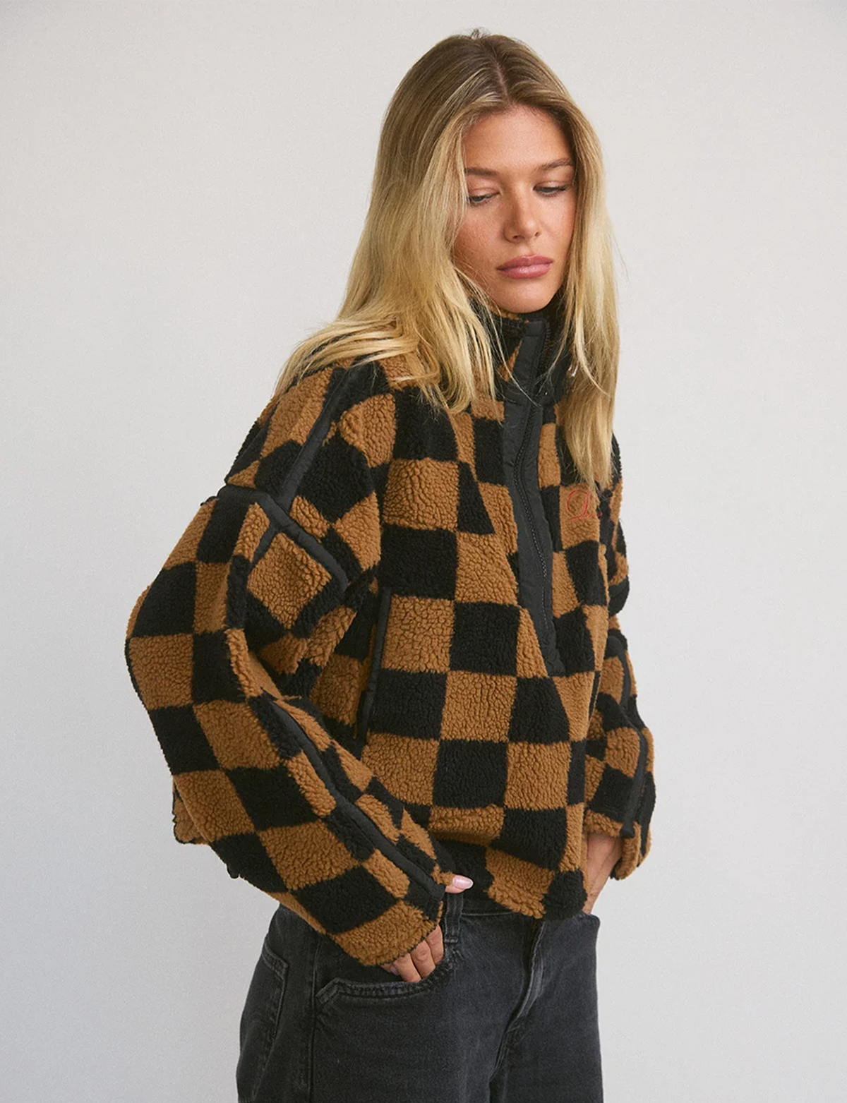 Big Sky Sherpa Half Zip, Checkmate