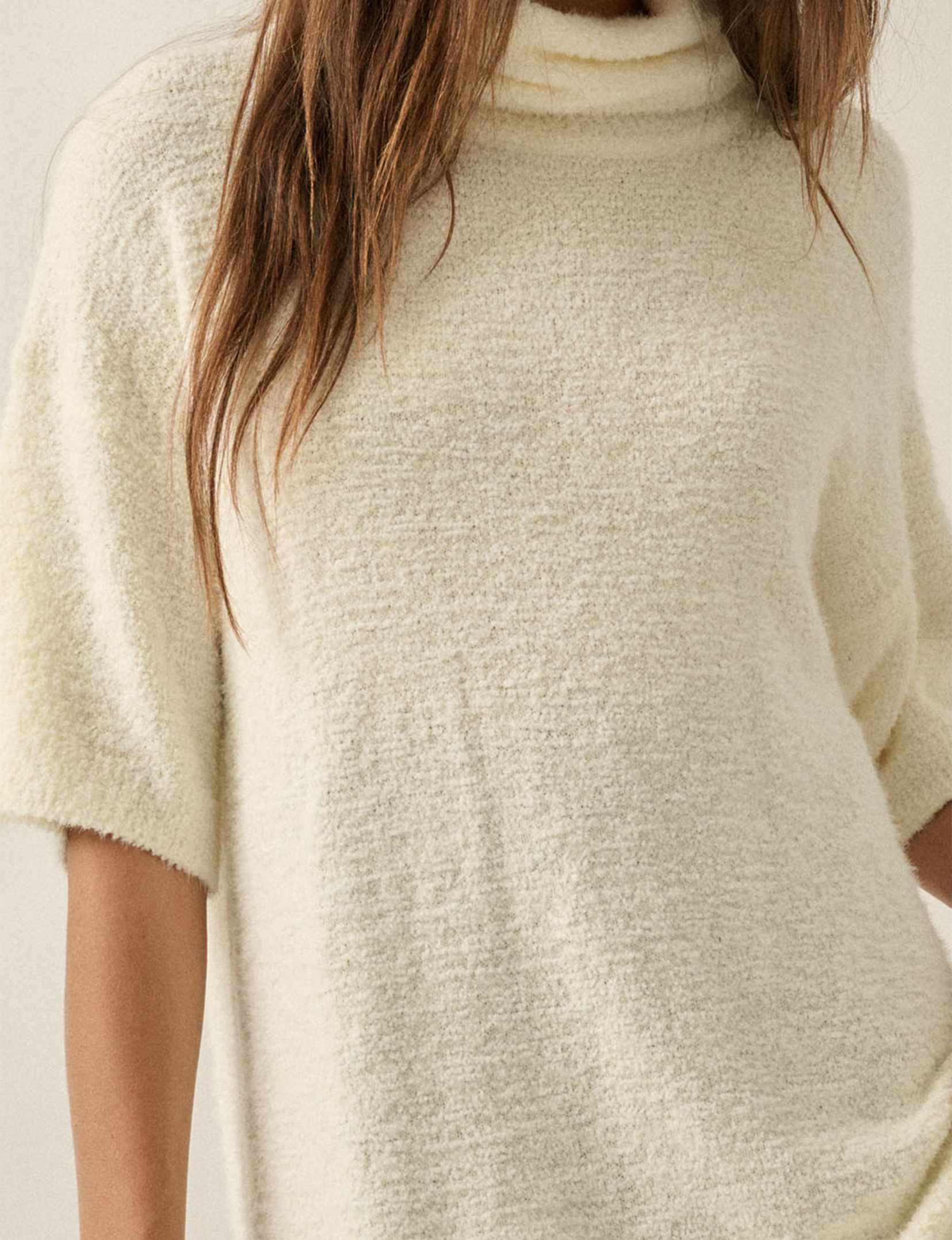 Boucle Cowl Sweater, Cream