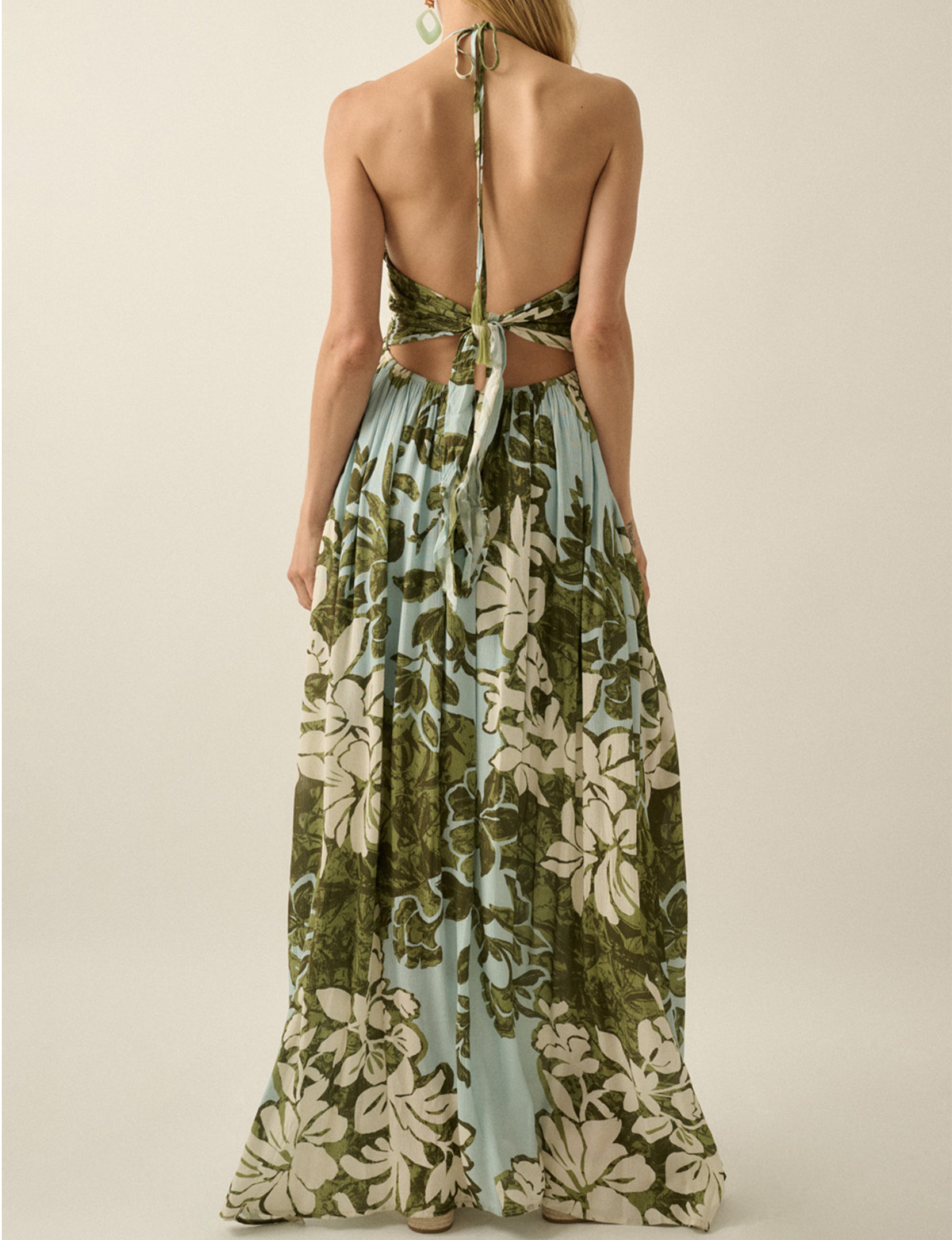 Floral Maxi Dress, Pale Blue/Green