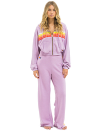 5 Stripe Wide Leg Pocket Sweatpants, Mauve/White Neon