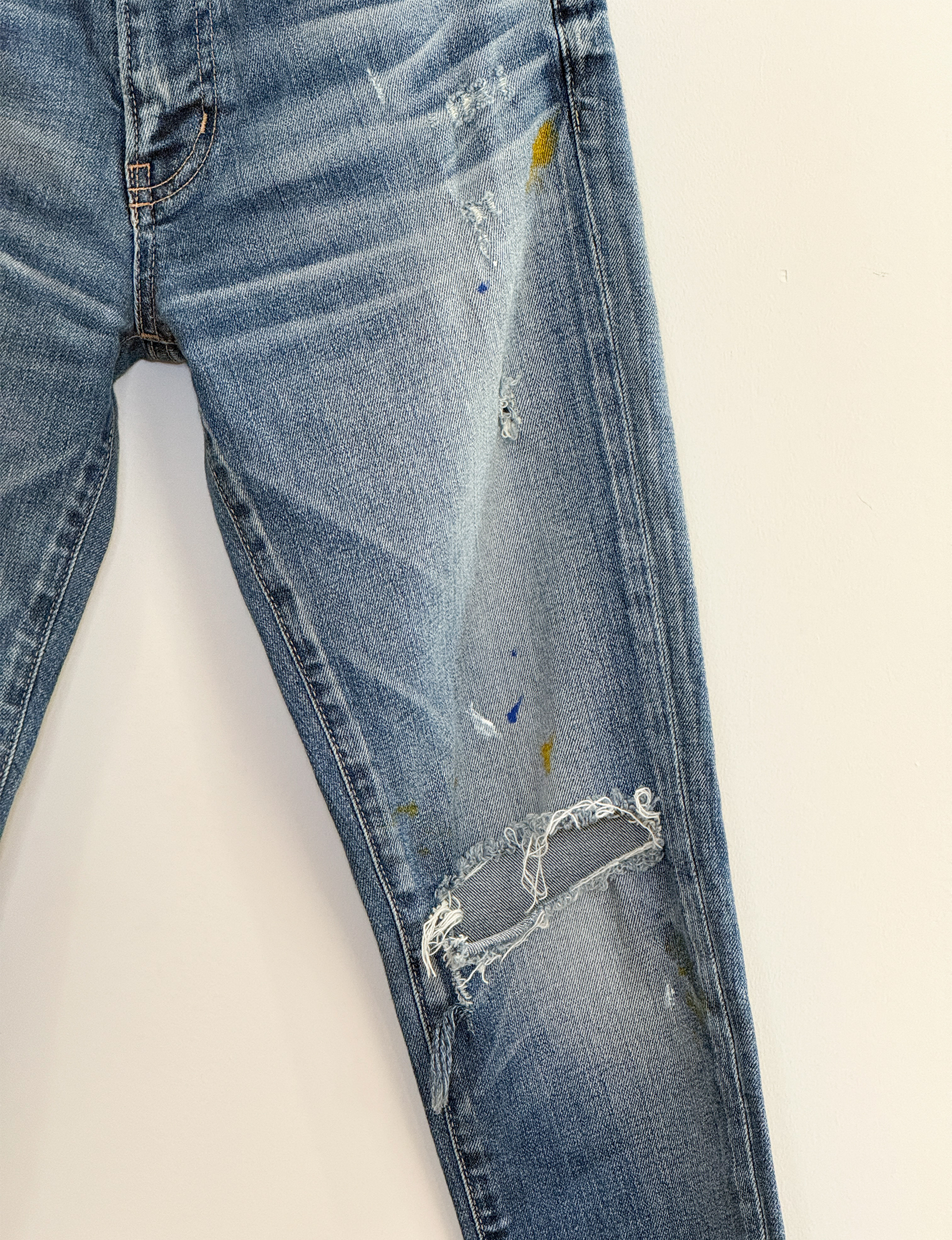 Moussy Painted Skinny Jean, Light Wash