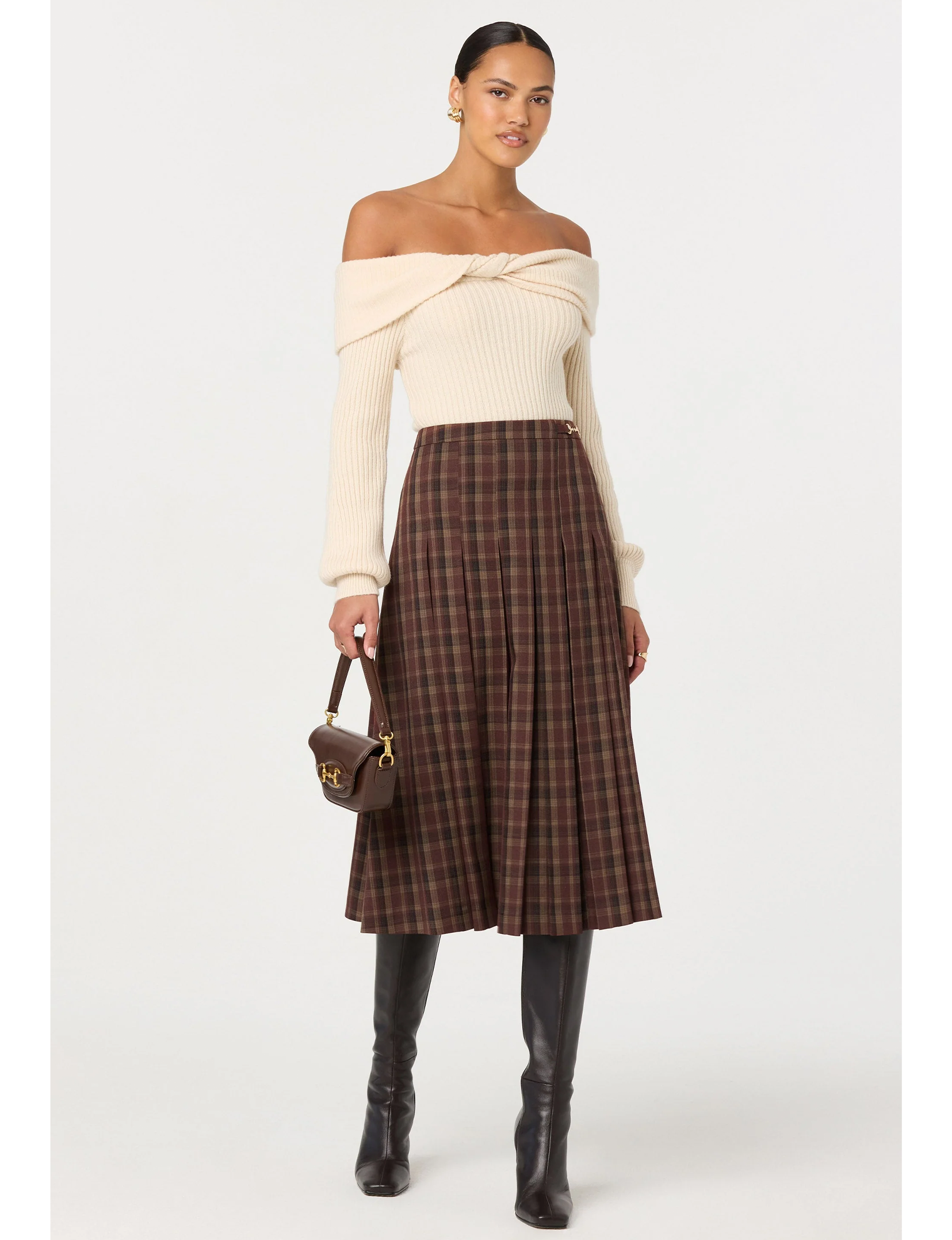 Vena Skirt, Wine Plaid