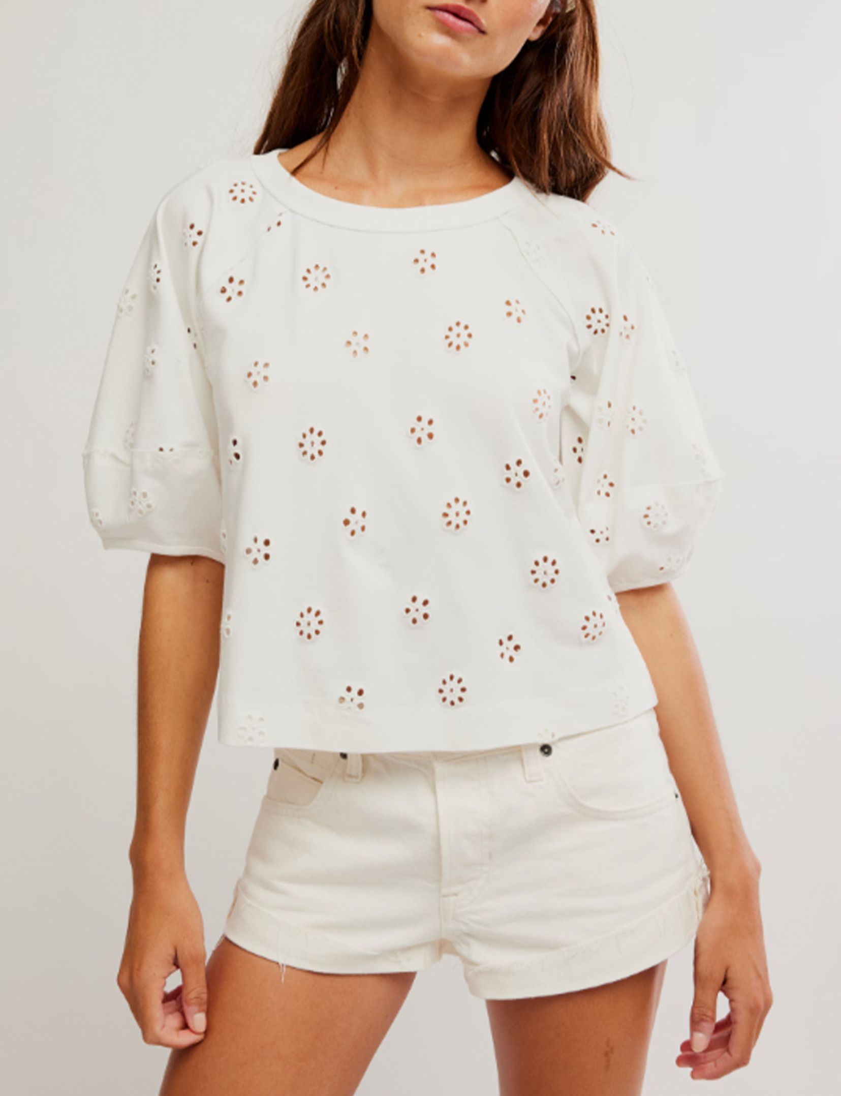 Jessie Eyelet Tee, Whisper White