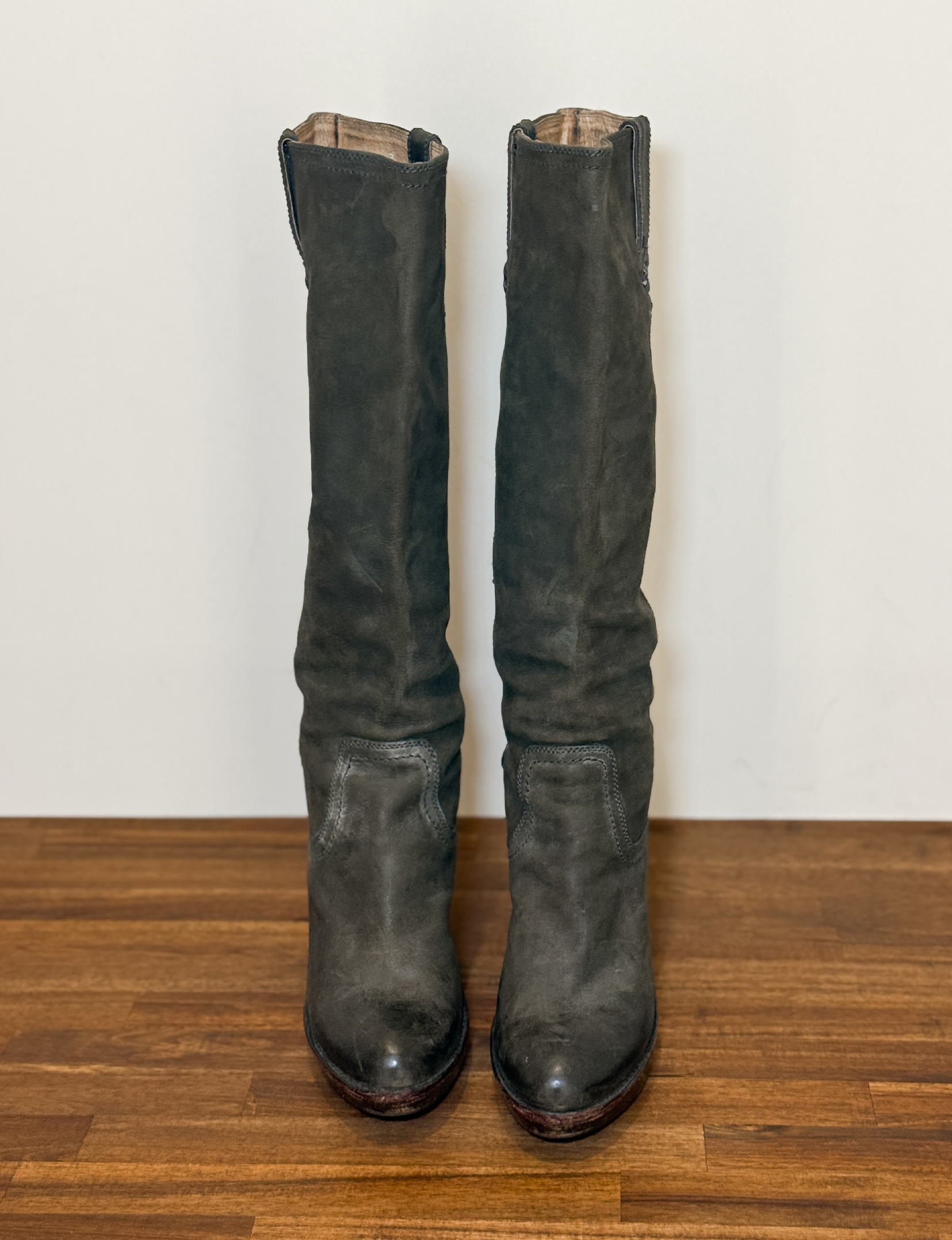 Frye Paige Wedge x Stitch Boot, Distressed Grey