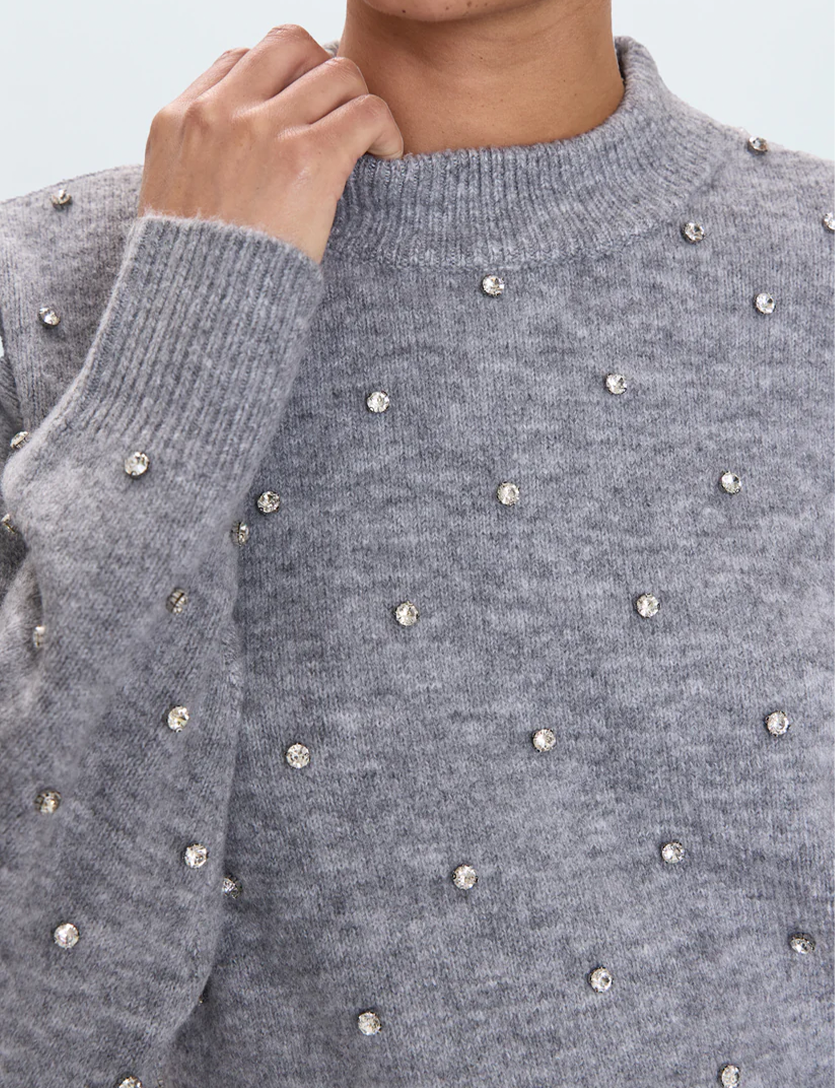 Aura Relaxed Sweater, Charcoal Diamonte