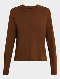 Slub Jersey Long Sleeve Crop Tee, Pecan Brown