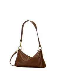 Kyle Small Handbag, Cinnamon Suede/Antique Gold