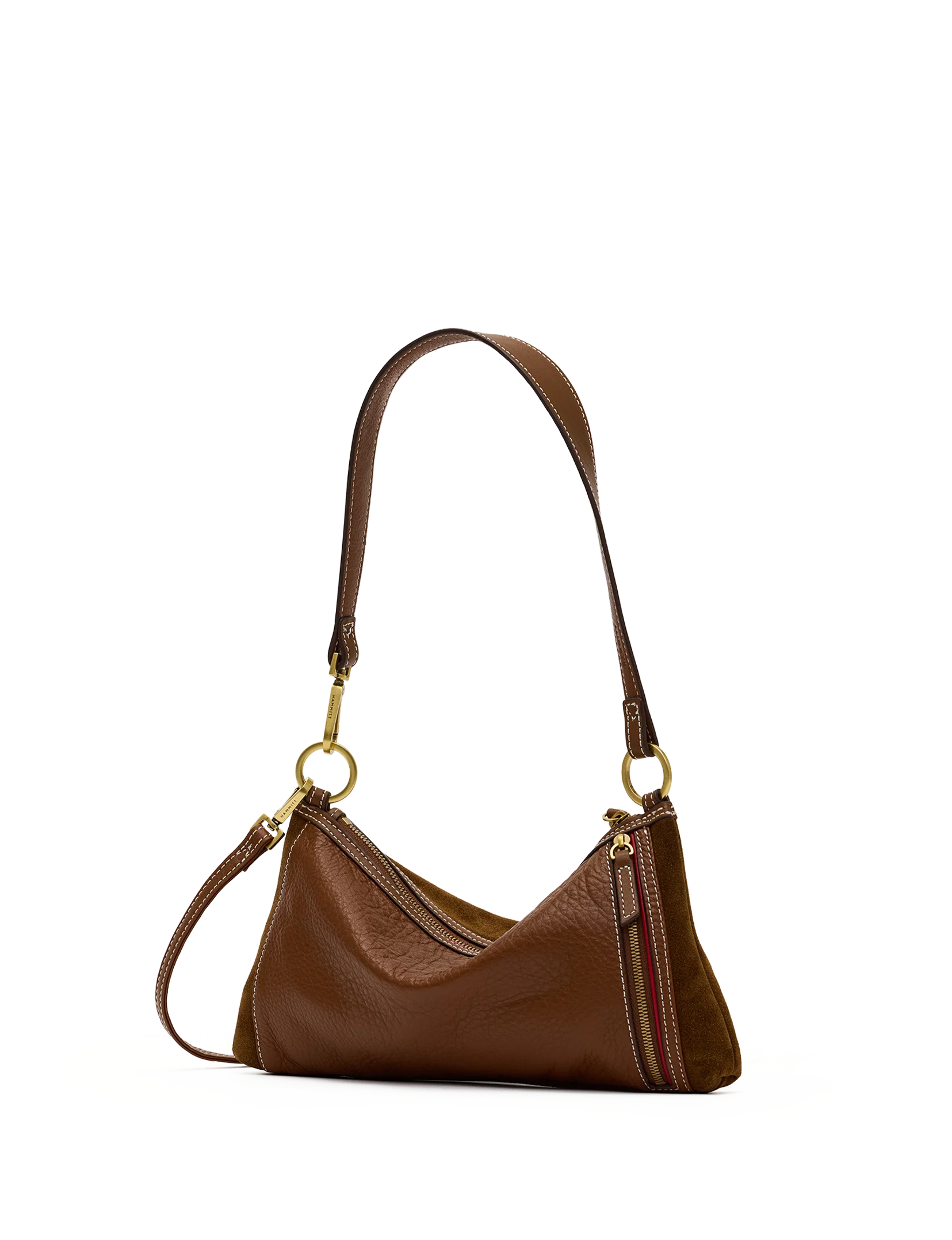 Kyle Small Handbag, Cinnamon Suede/Antique Gold