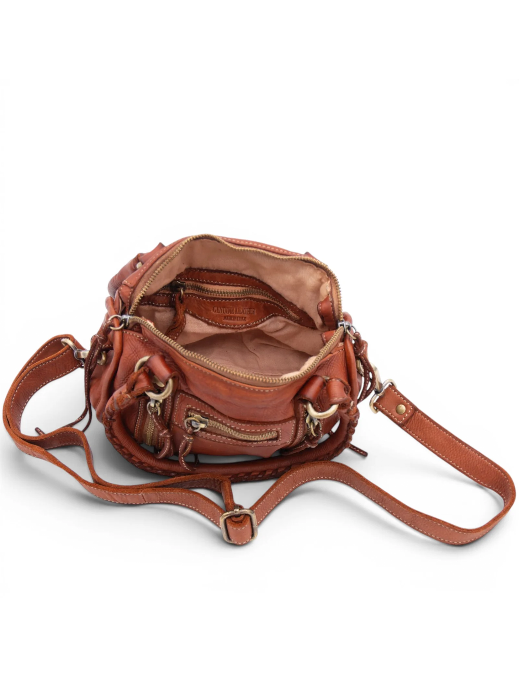 Small Leather Satchel, Cognac
