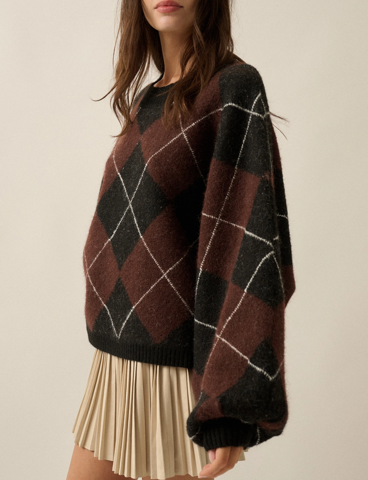 Argyle Sweater, Brown/Black