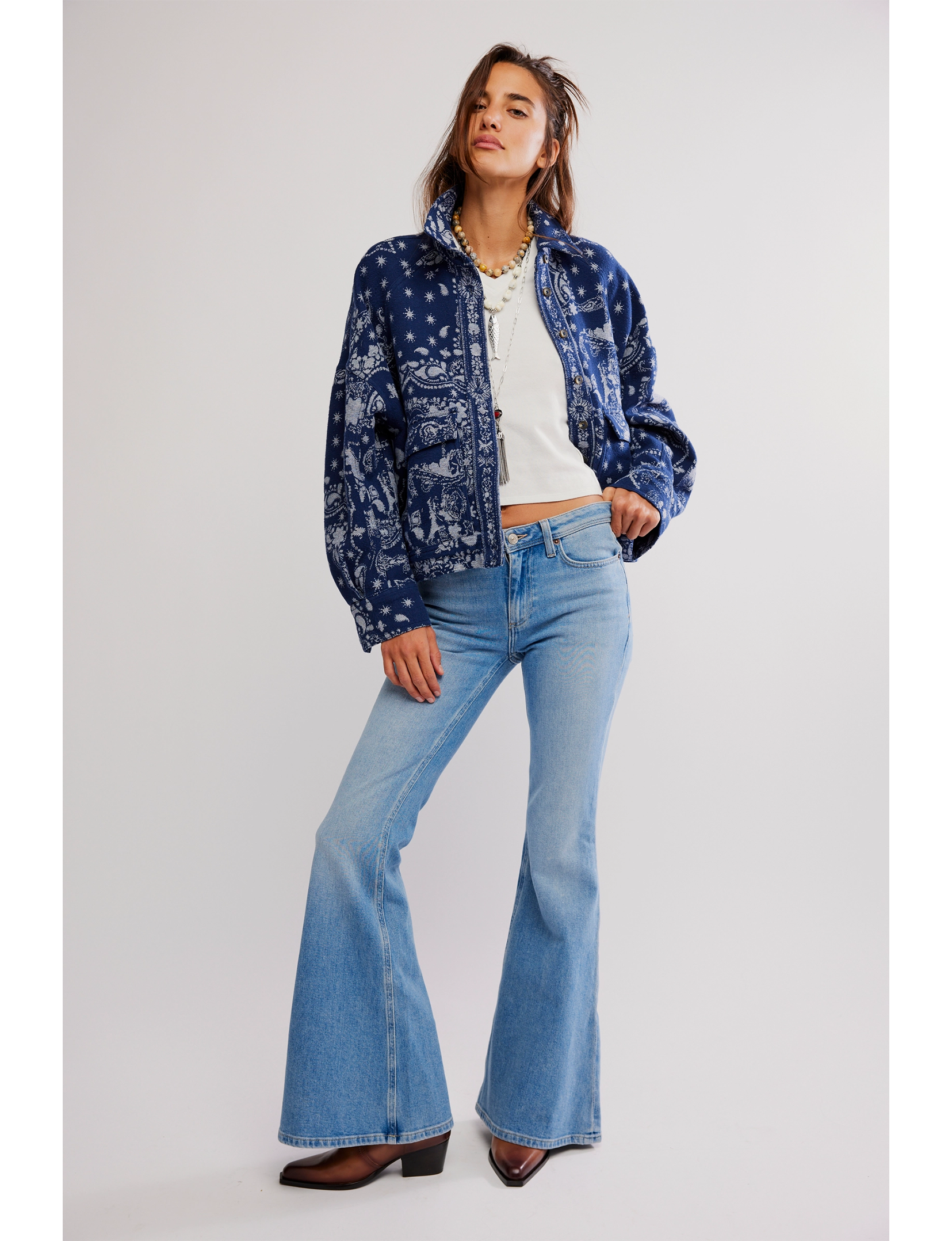 Bandana Jacquard Shirt, Indigo/Combo