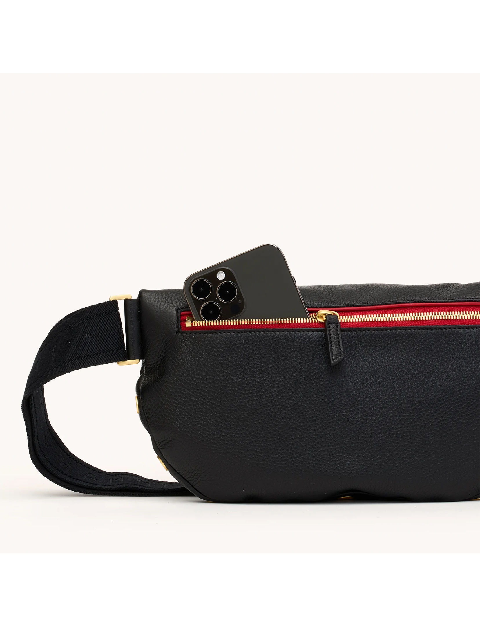 Charles Large Crossbody, Black/Brushed Gold