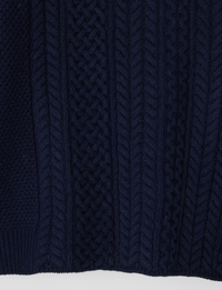 Panel Cable Pullover, Navy