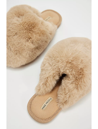 Snowball Slipper, Taupe Faux Fur