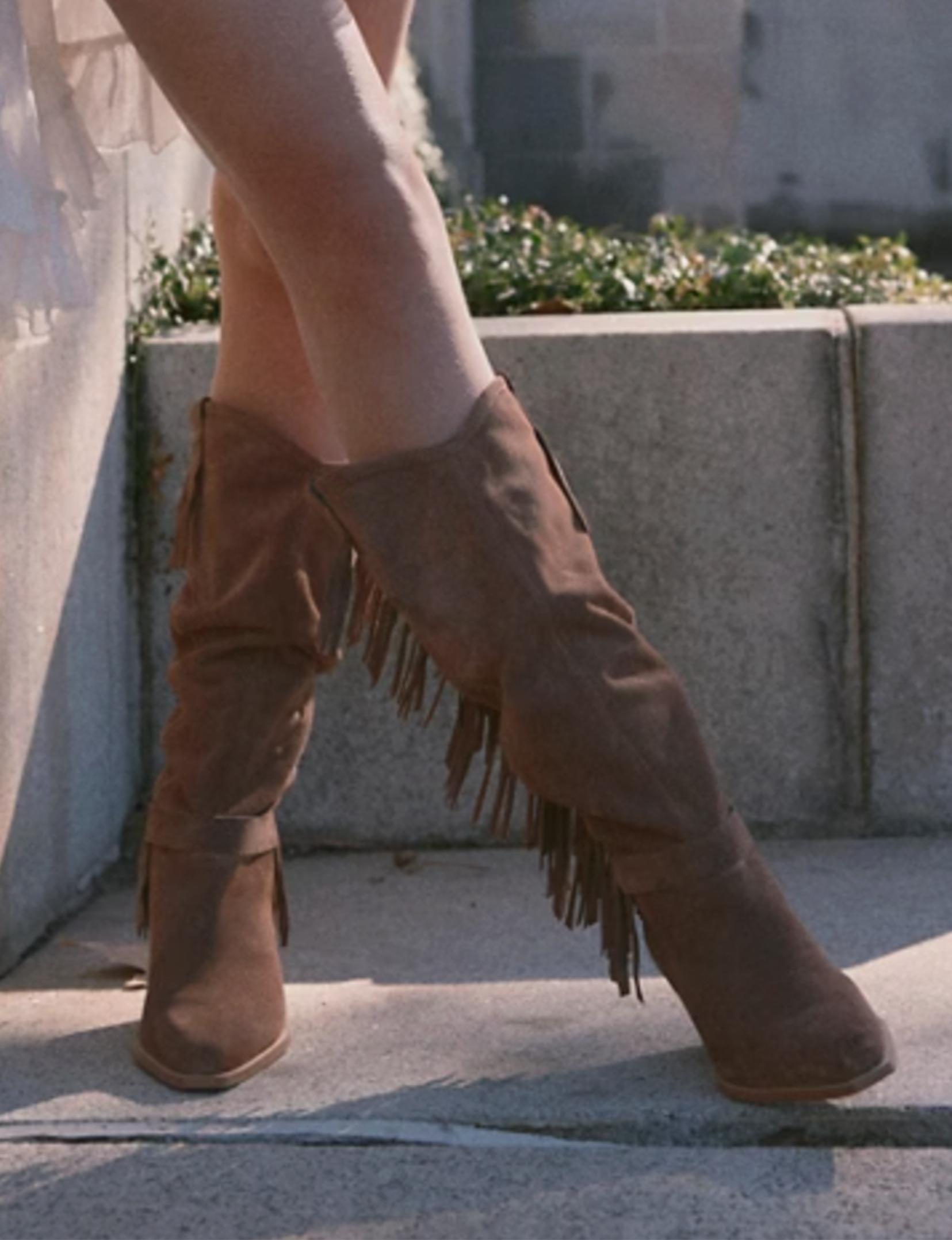 Faith Fringe Western Boot, Faded Saddle Suede