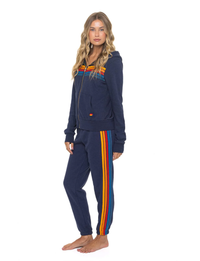 5 Stripe Zip Hoodie, Navy/Multi