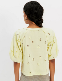 Jessie Eyelet Tee, Lemon Water/Combo