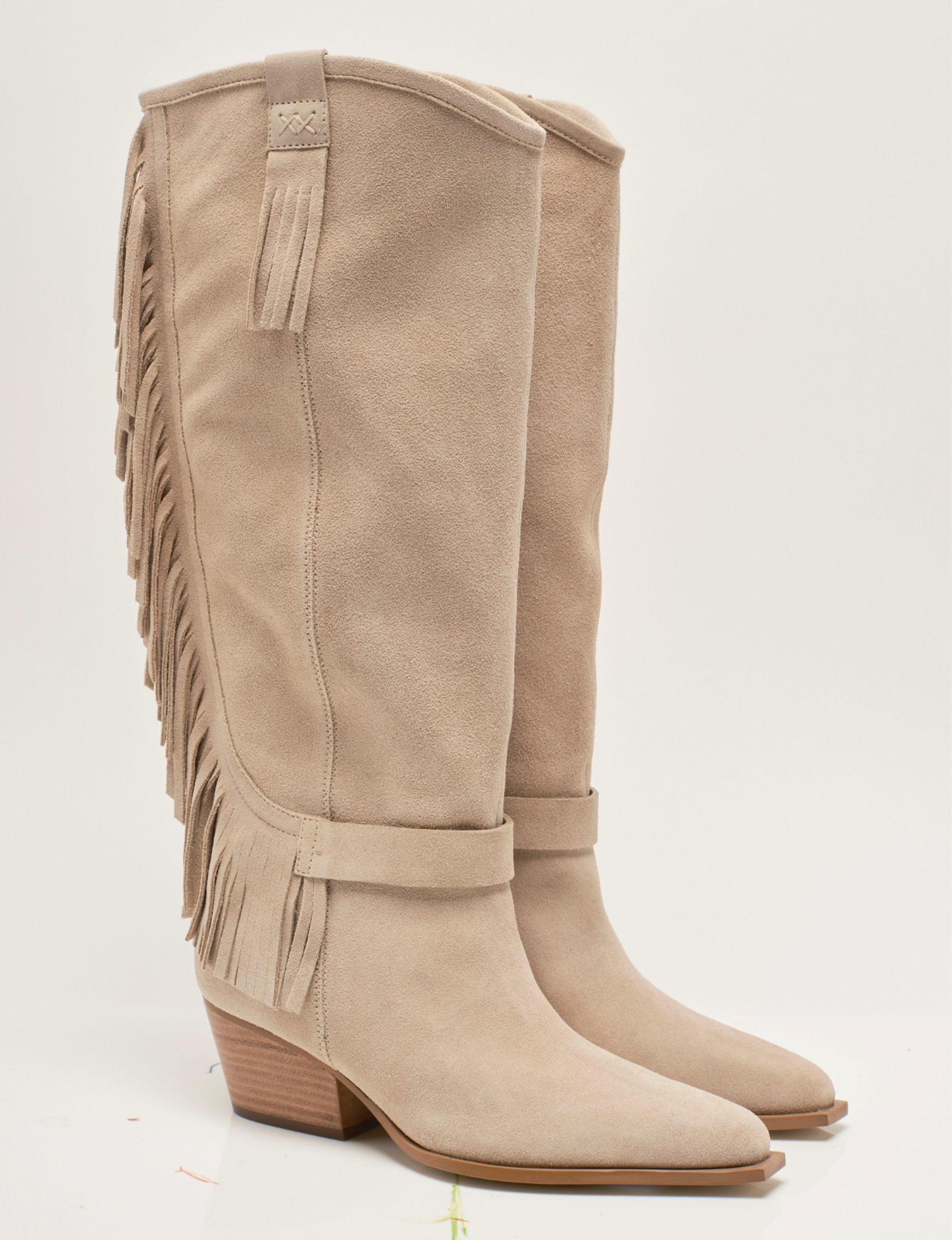 Faith Fringe Western Boot, Shortbread Suede