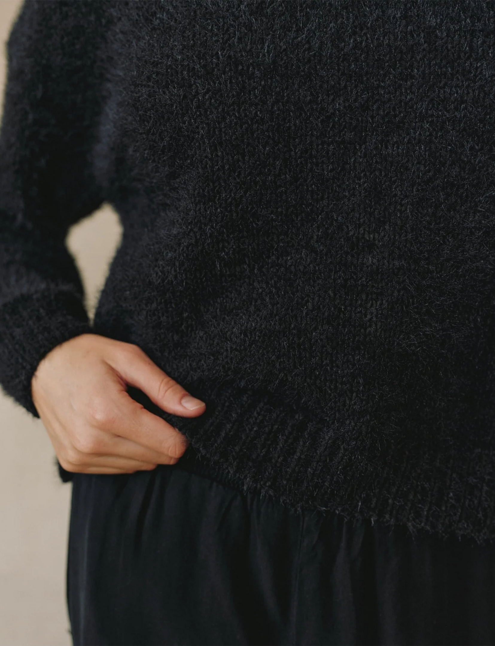 Drop Shoulder Sweater, Black