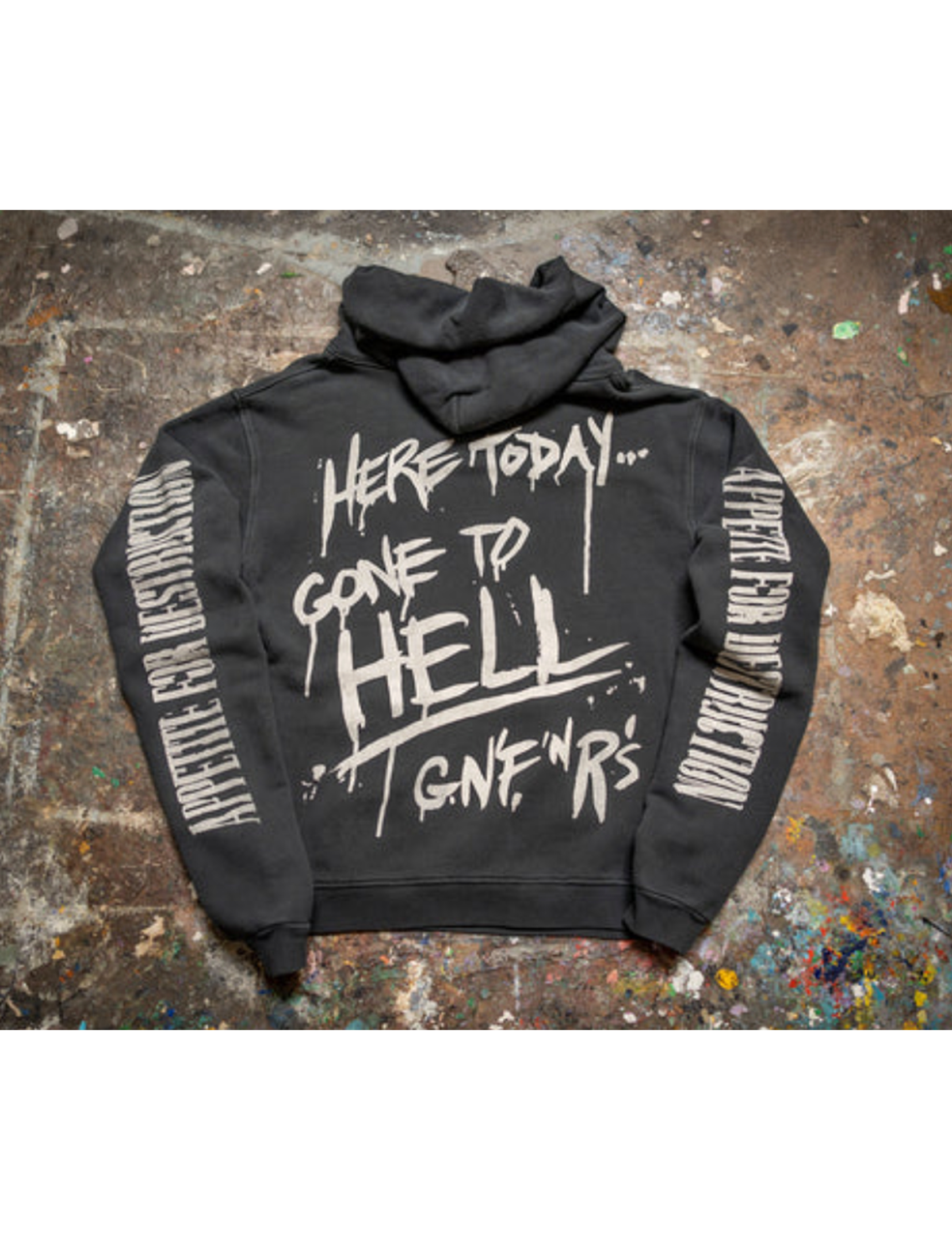 Guns N' Roses 'Here Today Gone To Hell' Oversized Hoodie, Coal