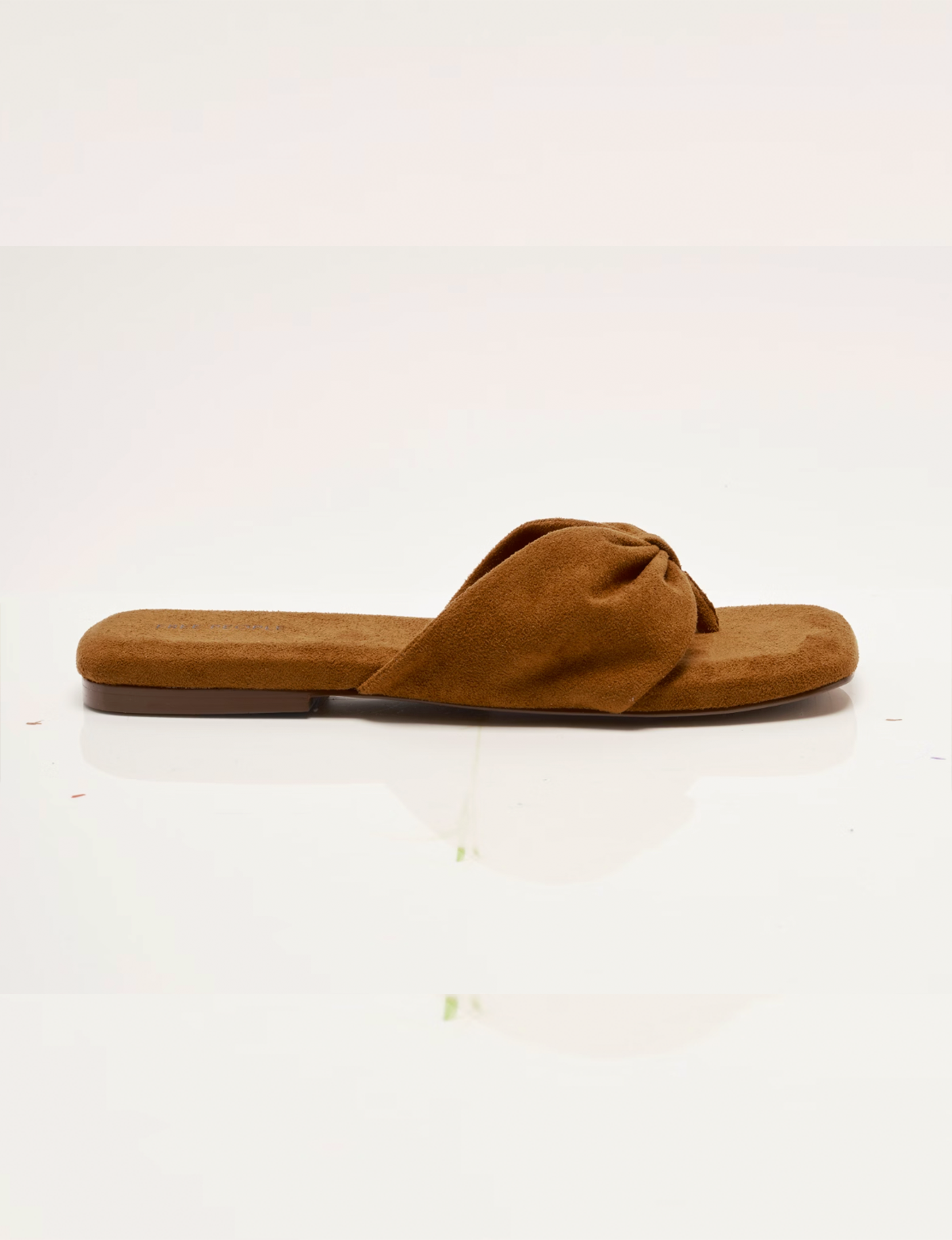 Tia Ruched Vegan Suede Sandal, Driftwood Tan