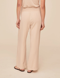 Smocked Pocket Wide Leg Pant, Linen Sand