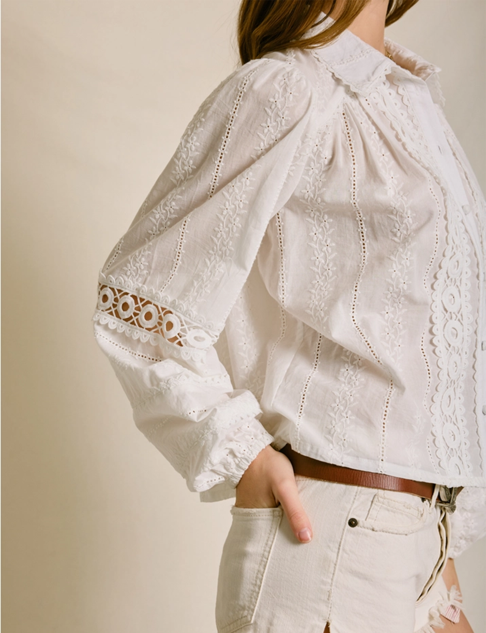 Sunbeam Eyelet Blouse, Ivory