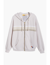 5 Stripe Relaxed Zip Hoodie, Dove Grey/White