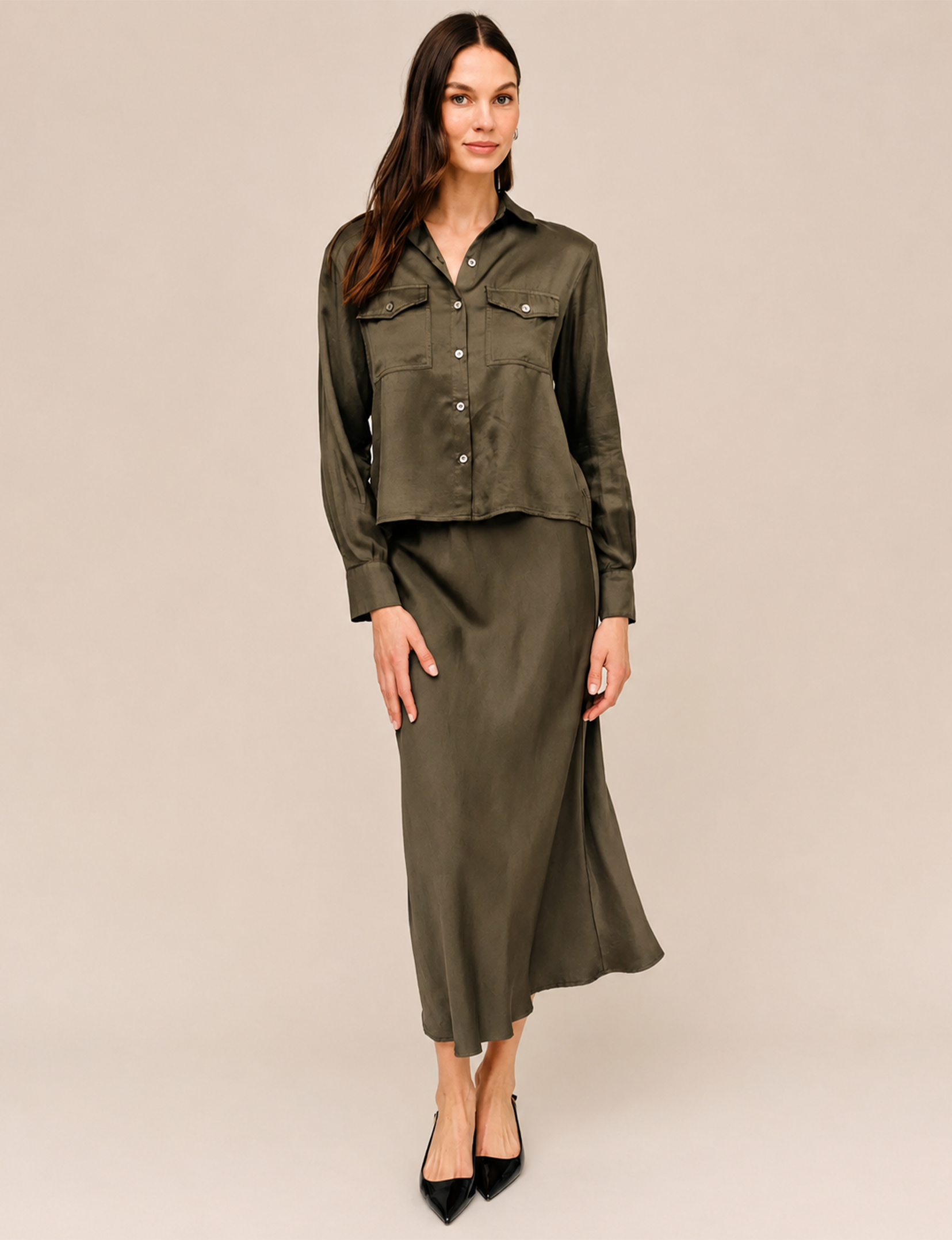 Beni Maxi Skirt, Army Olive