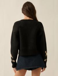 Forest Motif Sweater, Black