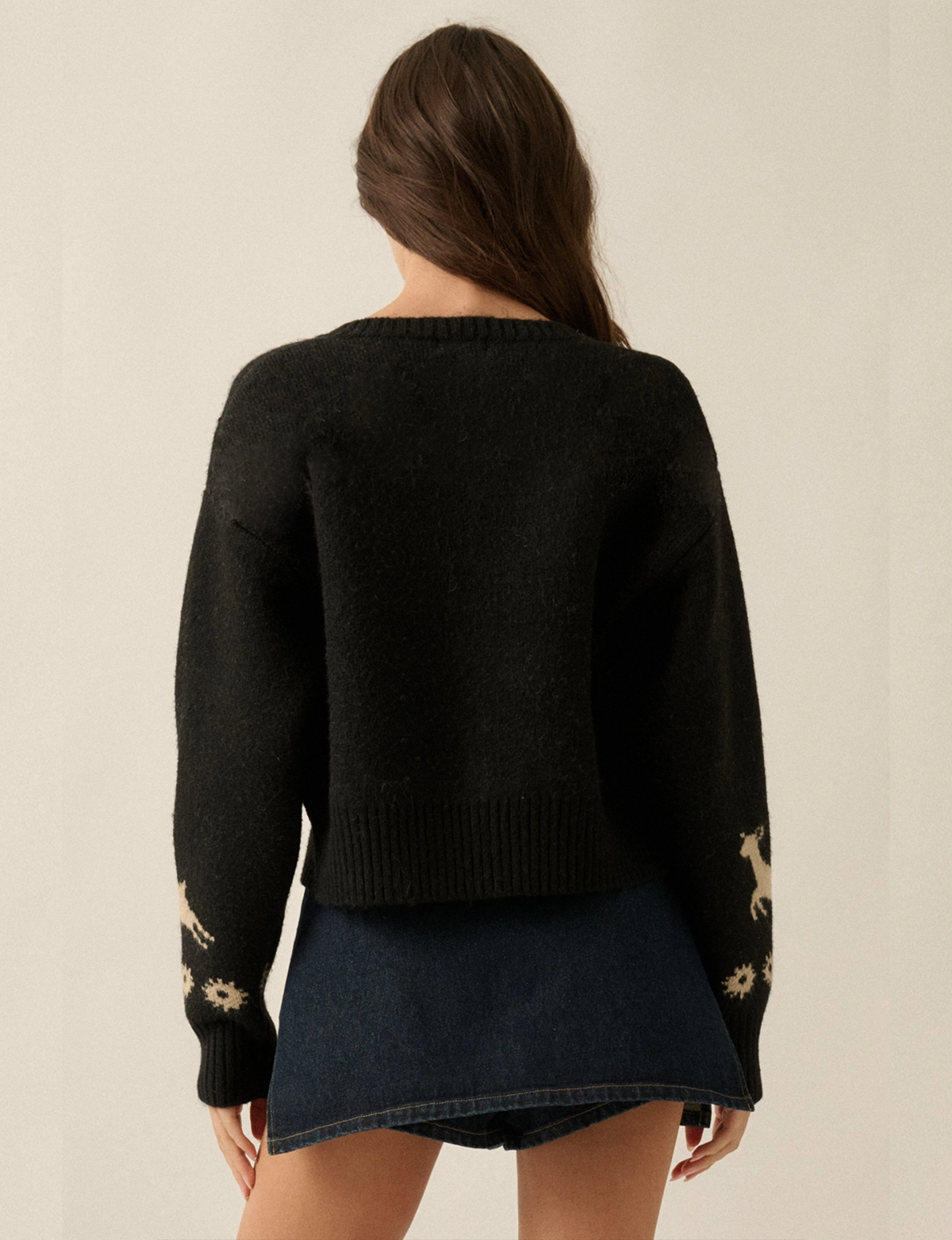 Forest Motif Sweater, Black