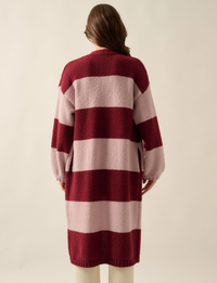 Colorblock Duster, Burgundy/Aubergine