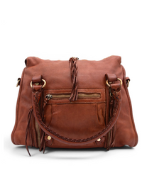 Large Leather Satchel, Cognac