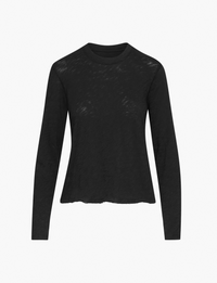 Slub Jersey Long Sleeve Destroyed Crop Crew, Black