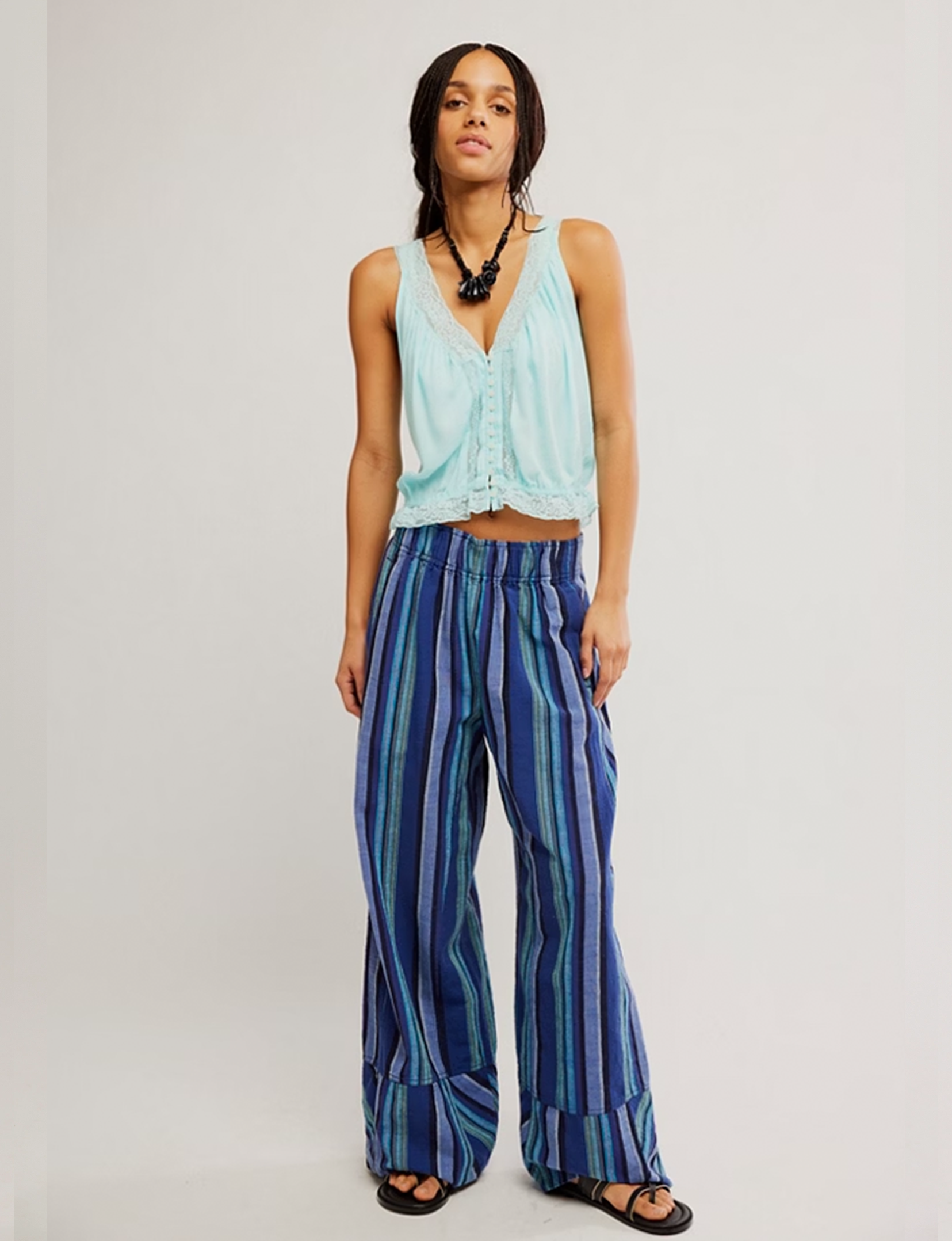 Days End Solar Linen Stripe Pant,