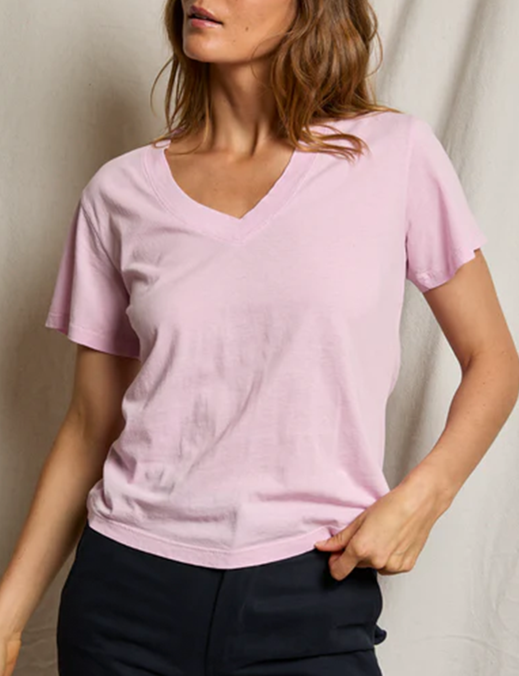 Hendrix V Neck Tee, Sugar Pink