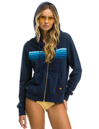 5 Stripe Zip Hoodie, Navy/Blue