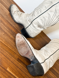 Tony Lama Style 7219 Cowboy Boots, Distressed White