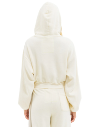 5 Stripe Cropped Relaxed Zip Hoodie, Vintage White/White Grey