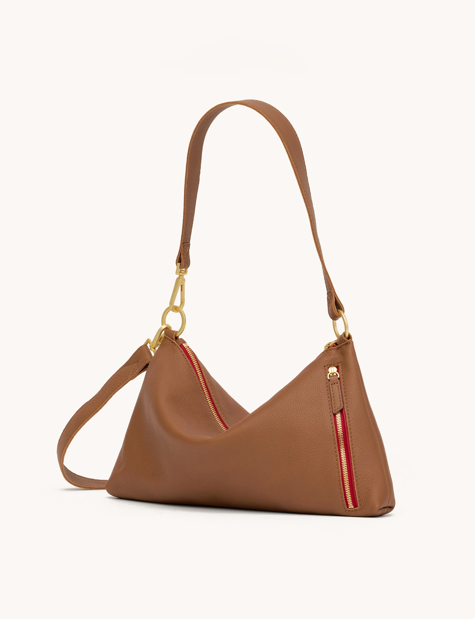 Kyle Medium Handbag, Mahogany/Brushed Gold