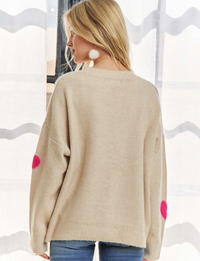 Cupid Heart Sweater, Oatmeal
