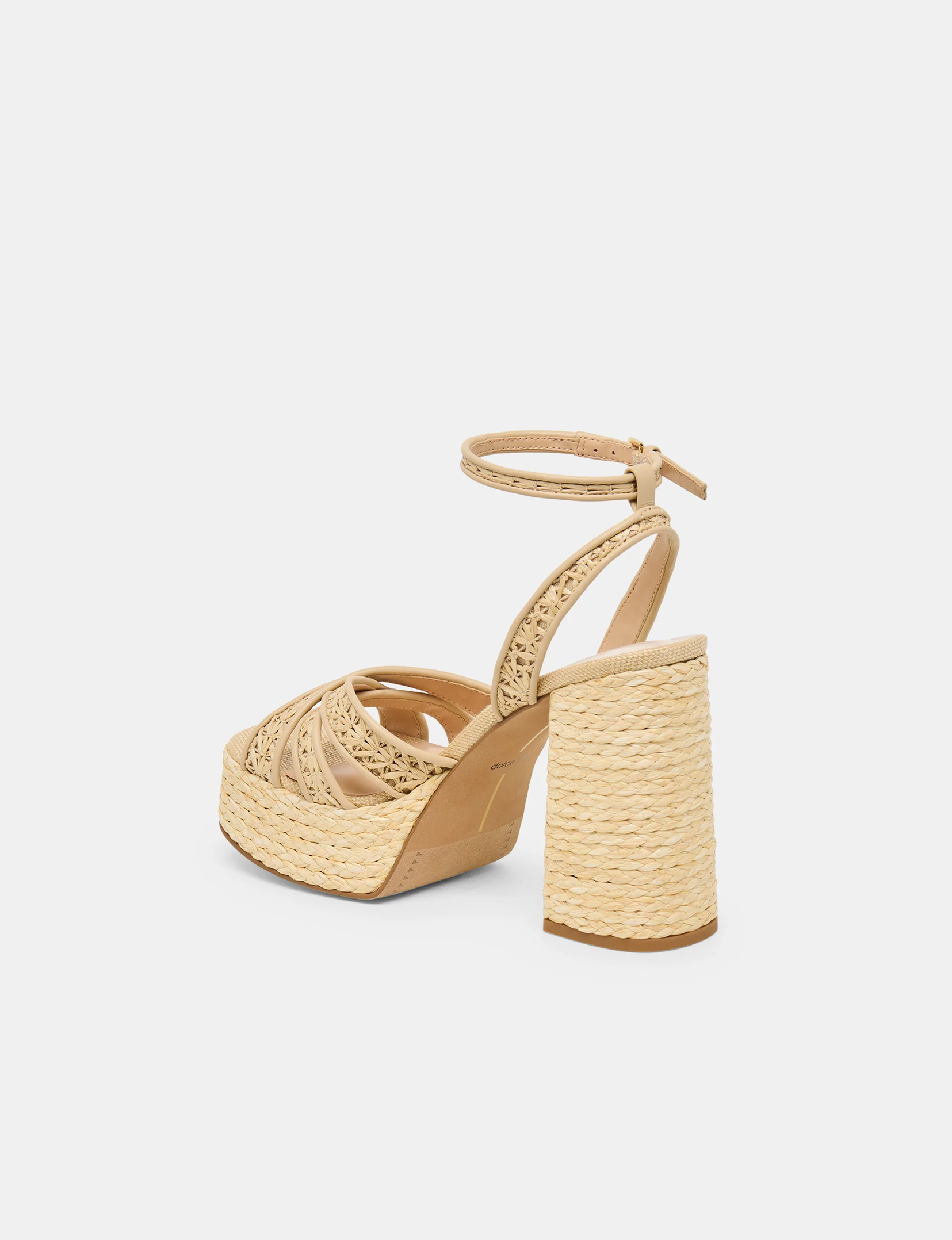 Danila Cross Hatch Heels, Natural Raffia