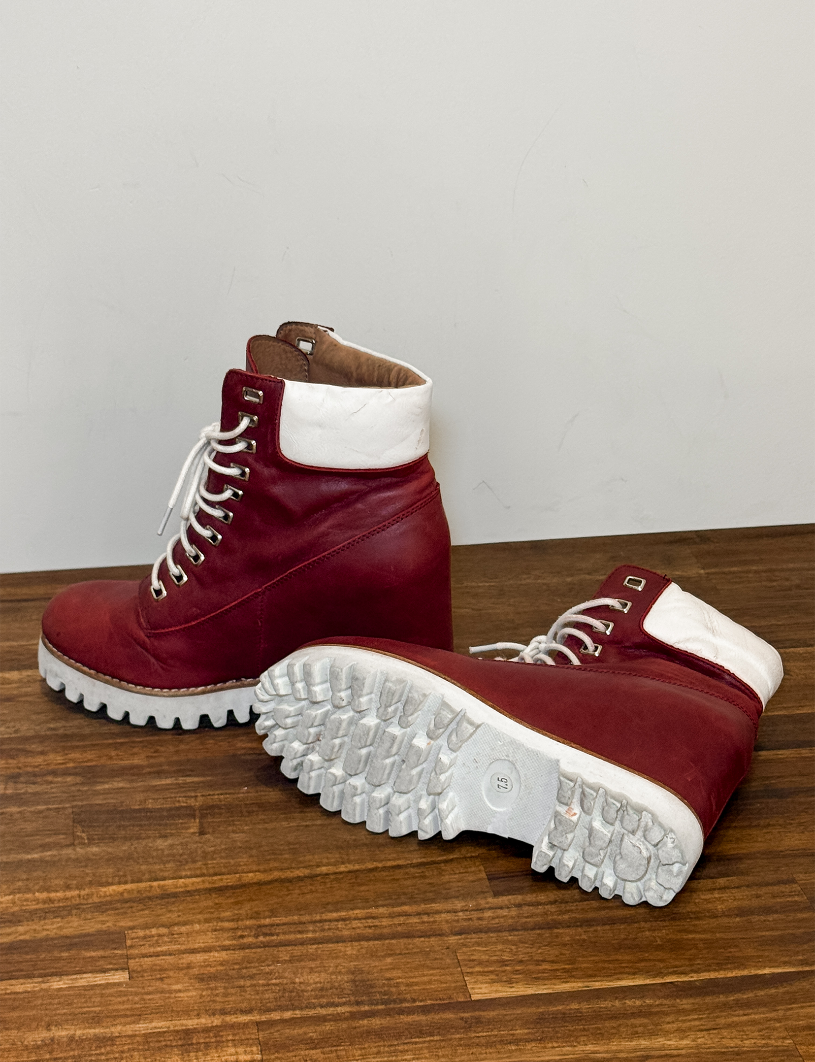 Jeffrey Campbell Wedge Boot, Burgundy/White