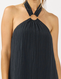 Halter O-Ring Maxi Dress, Slate Blue