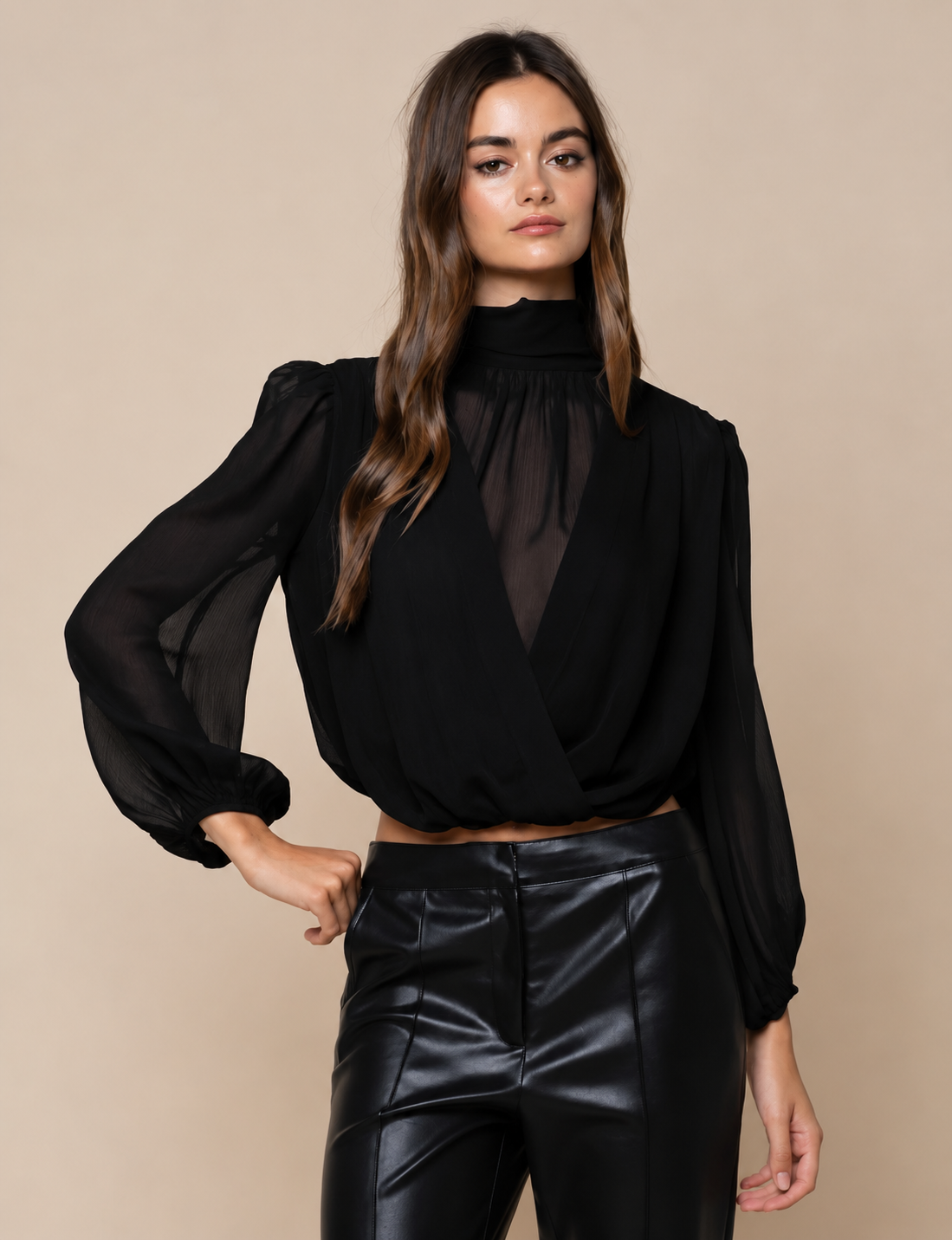 Aya Balloon Blouse, Black