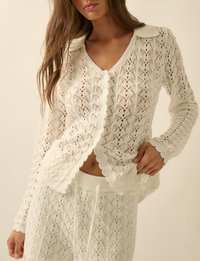 Pointelle Cardigan, Off White