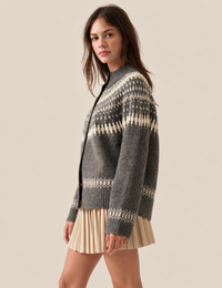 Fair Isle Cardigan, Charcoal