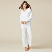 Solid Marshmallow V-Neck Lounge Set, Almond