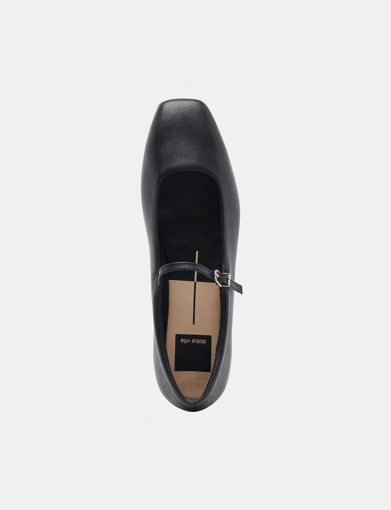 Reyes Ballerina Flat, Black Leather